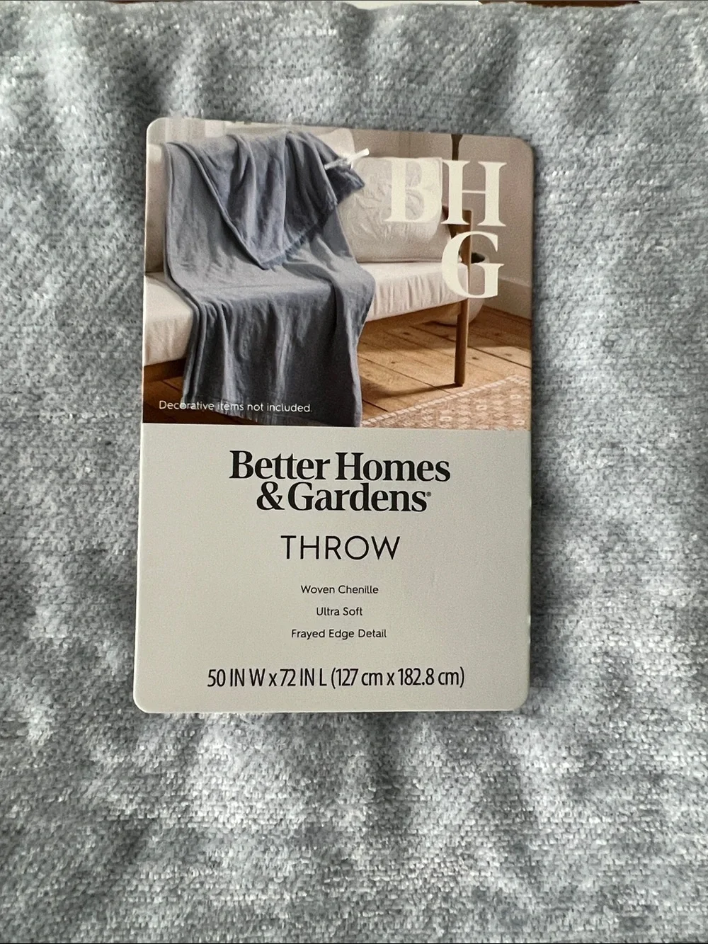 Better Homes And Gardens Two-Tone Grey Blue Plush Woven Chenille Throw